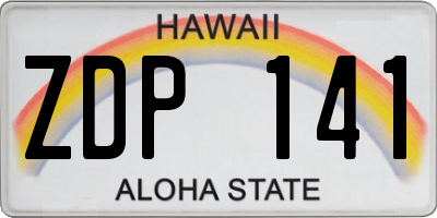 HI license plate ZDP141