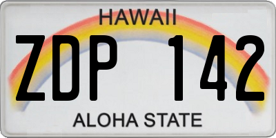 HI license plate ZDP142