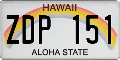 HI license plate ZDP151