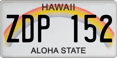 HI license plate ZDP152
