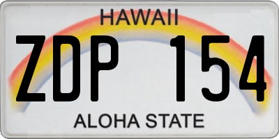HI license plate ZDP154