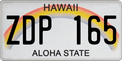 HI license plate ZDP165