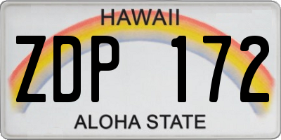 HI license plate ZDP172
