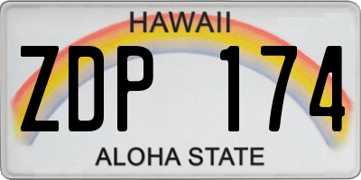 HI license plate ZDP174