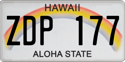 HI license plate ZDP177