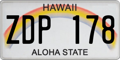 HI license plate ZDP178