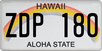 HI license plate ZDP180