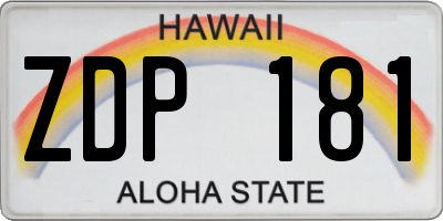 HI license plate ZDP181