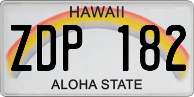 HI license plate ZDP182