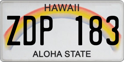 HI license plate ZDP183