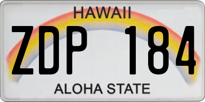 HI license plate ZDP184