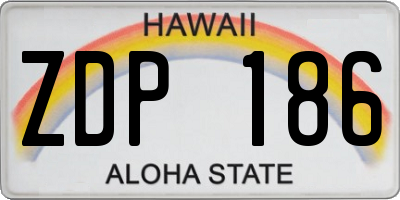 HI license plate ZDP186