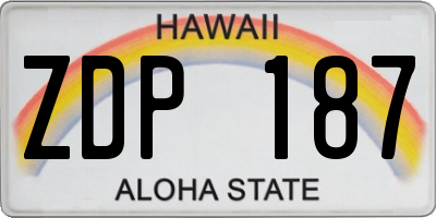 HI license plate ZDP187
