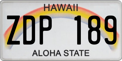 HI license plate ZDP189