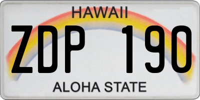 HI license plate ZDP190