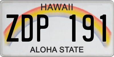 HI license plate ZDP191