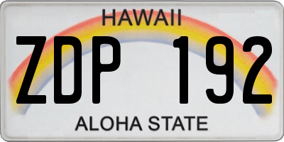 HI license plate ZDP192