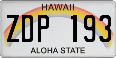 HI license plate ZDP193