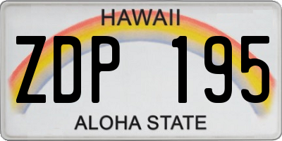 HI license plate ZDP195