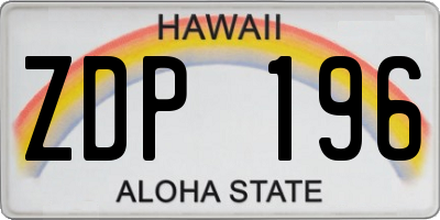 HI license plate ZDP196