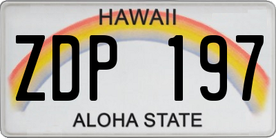 HI license plate ZDP197