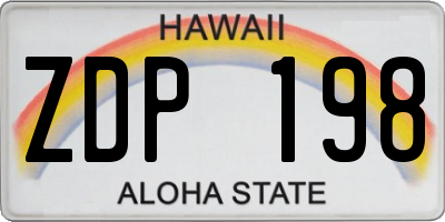 HI license plate ZDP198
