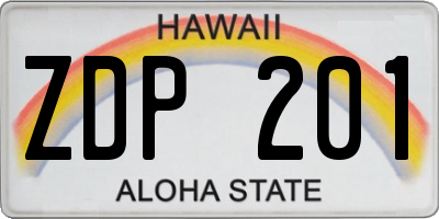 HI license plate ZDP201