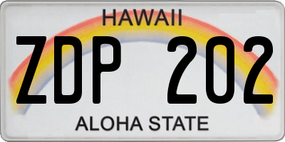 HI license plate ZDP202