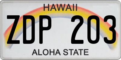 HI license plate ZDP203