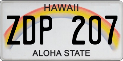 HI license plate ZDP207