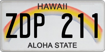 HI license plate ZDP211