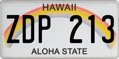 HI license plate ZDP213
