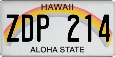 HI license plate ZDP214