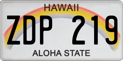 HI license plate ZDP219