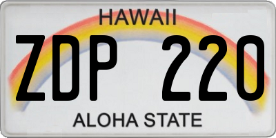 HI license plate ZDP220