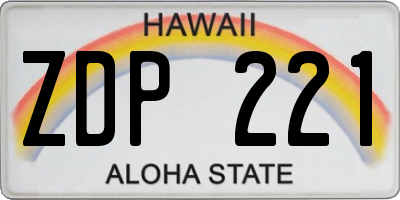 HI license plate ZDP221