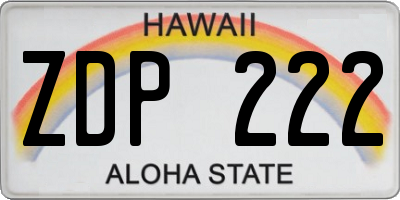 HI license plate ZDP222