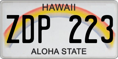 HI license plate ZDP223