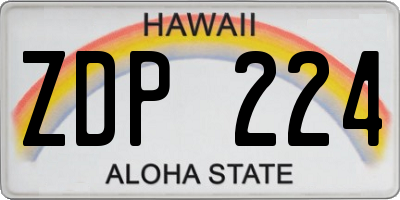 HI license plate ZDP224