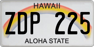HI license plate ZDP225