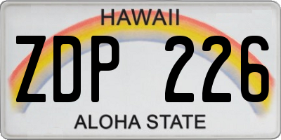 HI license plate ZDP226