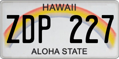HI license plate ZDP227
