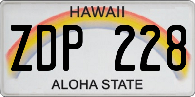 HI license plate ZDP228