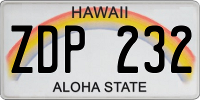 HI license plate ZDP232
