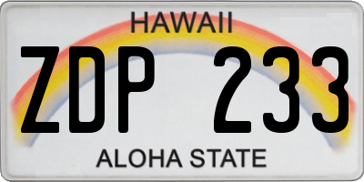 HI license plate ZDP233