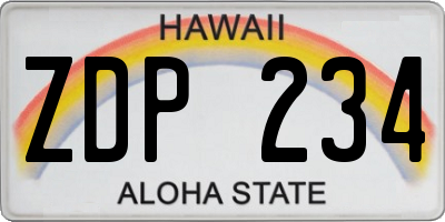 HI license plate ZDP234