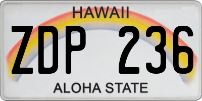 HI license plate ZDP236