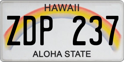 HI license plate ZDP237