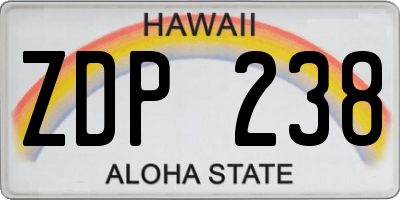 HI license plate ZDP238