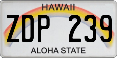 HI license plate ZDP239